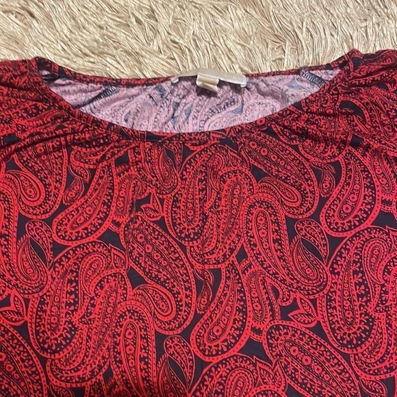 MICHAEL Michael Kors Red & Black Flare Sleeves Top Size Small - Picture 4 of 9